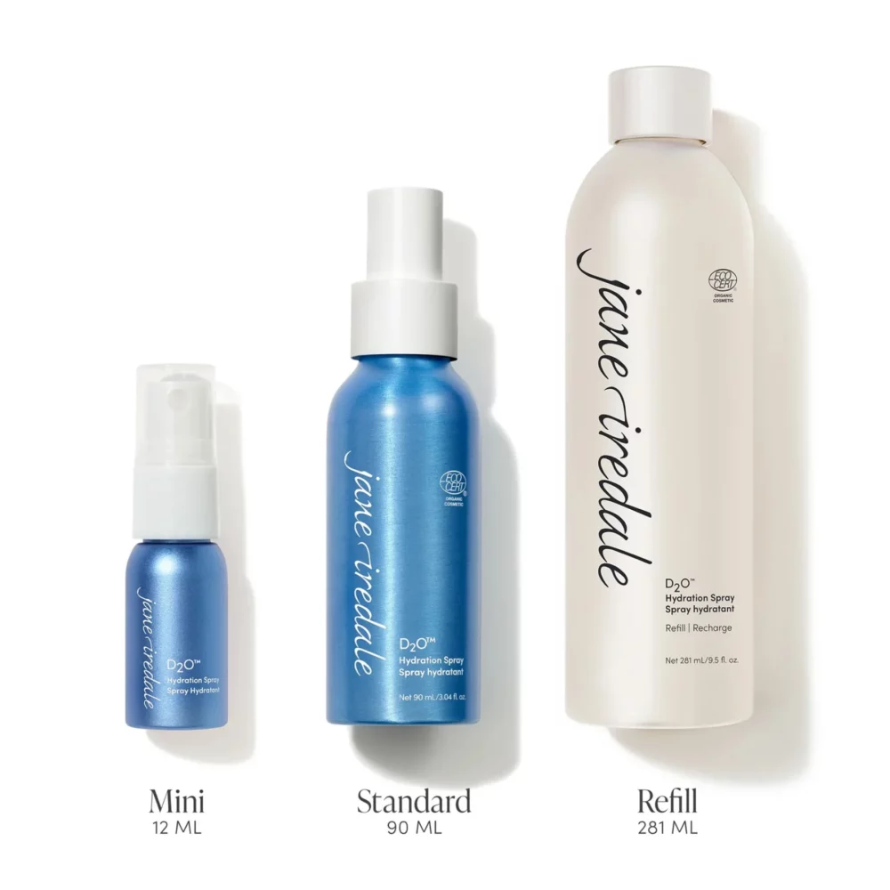 D2O Hydration Spray in drei Größen -ein Feuchtigkeitsspray von janeiredale Mineral Makeup - bei Claresco Cosmetic